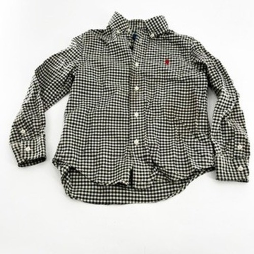 Ralph Lauren Kids Gingham Button Down Shirt Long Sleeve Red‎ Pony Logo Size 5